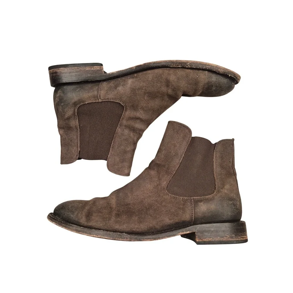 Thursday‎ Boot Company Dark Brown Suede Chelsea Boots Distressed Ankle Sz 8.5